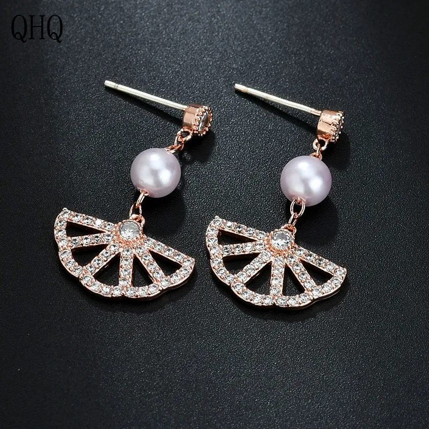 QHQ stud earring geometric ear rings fine accessories jewelry earrings women cubic zirconia diamond studs gifts jewellery boho | Украшения