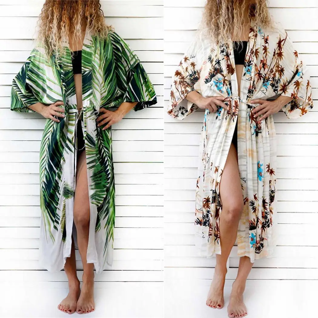 Женский Повседневный Свободный кардиган с разрезом сбоку и спереди средней