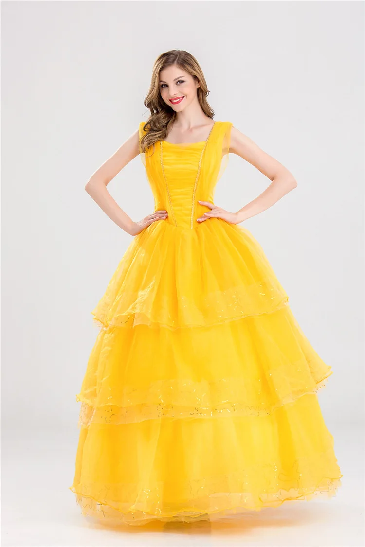 Костюм принцессы Белль для взрослых косплей Красавица и чудовище женские платья