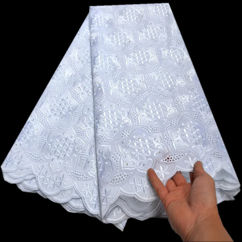

White color Swiss Voile Lace In Switzerland With Stones African Dry Lace Fabric High Quality For Nigerian Wedding mv491