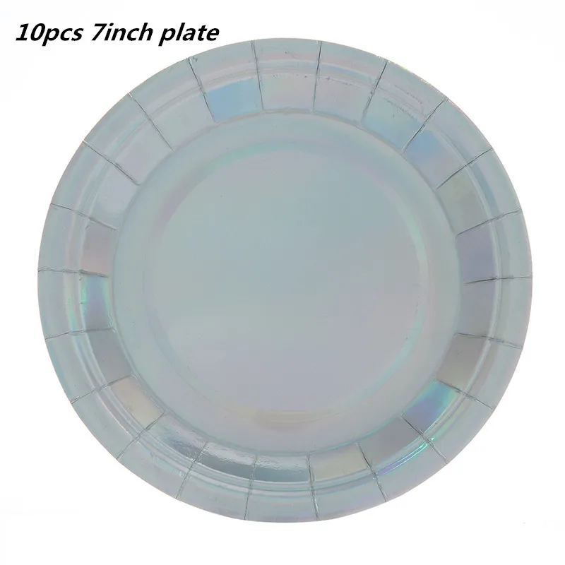 10pcs 7inch plate 10 шт. золотые вечерние одноразовые столовые приборы, чашки шампанского, соломинки, 1st день рождения, вечерние принадлежности для детей - Цвет: 10pcs 7inch plate