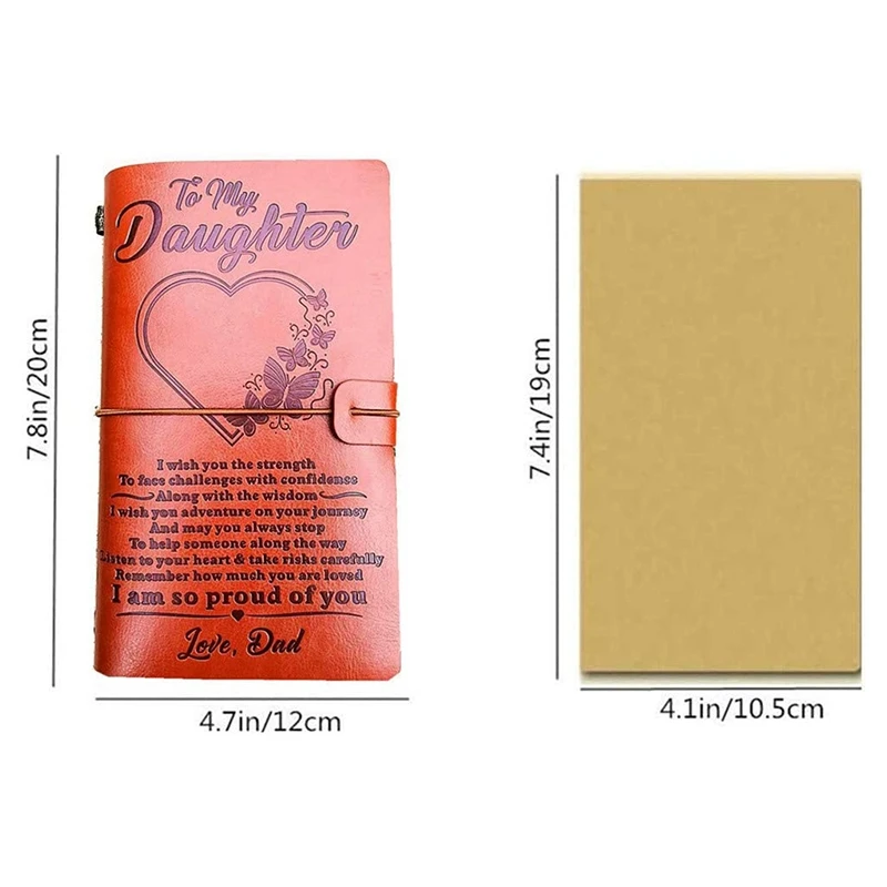 

to My Daughter Leather Journal From 7.88X4.7Inch Embossed Vintage Refillable Writing Journal for Christmas,Birthdays