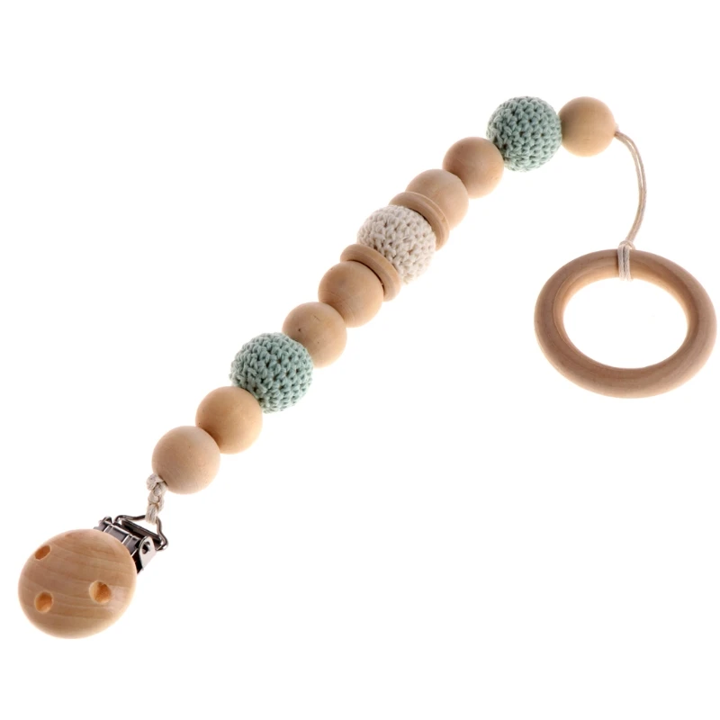 

Baby Infant Wooden Bead Loop Pacifier Holder Clip Nipple Teether Dummy Strap Chain Dropship