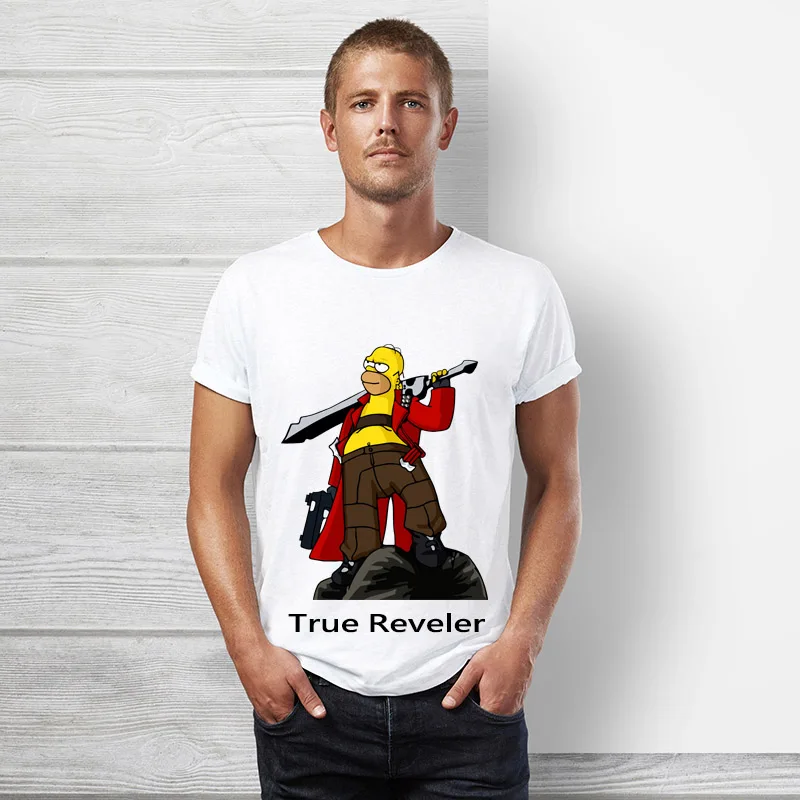 Homer simpson Футболка мужская короткий рукав хип хоп мультфильм Топы футболка Летняя забавная Милая Симпсон Женская футболка - Цвет: S20
