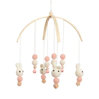 baby rattles crib mobiles toy cotton rabbit pendant bed bell rotating music rattles for cots projection infant wooden toys