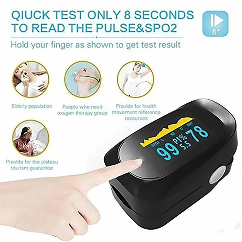 Medical Household Digital Fingertip Pulse Oximeter Blood Oxygen Saturation Meter Finger SPO2 PR Monitor Health Care