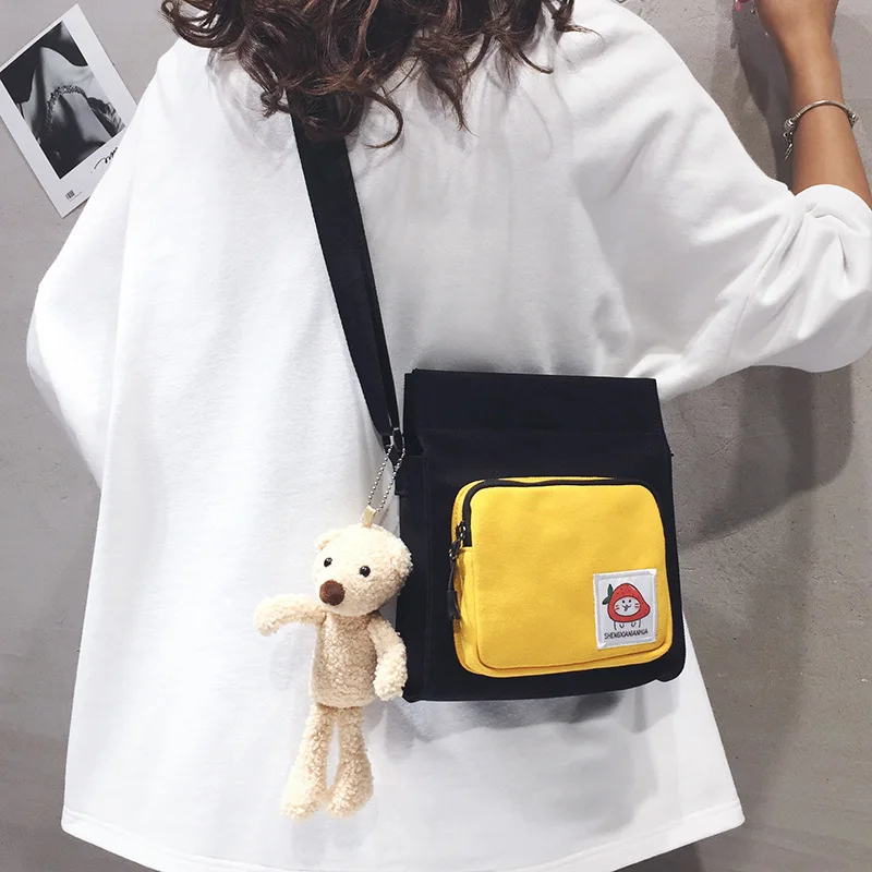 

Fashion Canvas Small Crossbody Bags for Women 2021 Mini Shoulder Messenger Bag Students Cotton Cloth Female Handbags Purse Flap