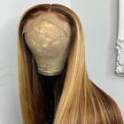 Парик из человеческих волос с кружевом спереди 13x4 Для Женщин, длинные прямые медовые светлые волосы с эффектом омбре, 130% натуральные бразильские волосы Slove с выщипанными волосами