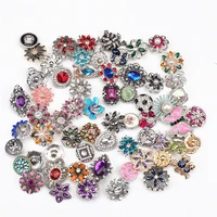 wholesale bulk 50pcslot 18mm snap buttons metal crystal charm for men women jewelry bracelets pendant earrings mix style