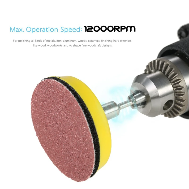 

60 Pcs Sanding Paper Grinding Wheel With 50Mm Polishing Pad Adapter, Grits Grinding Pad Grit Paper, Size 100, 240, 600, 800, 1