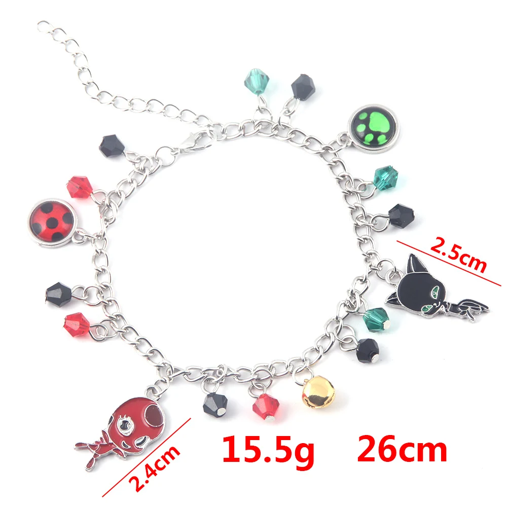 

Ladybugs Cat Black Charm Bracelet of Noel Green Foot Bell Crystal Bead Combination Bracelet Adjustable Children's Student Gift