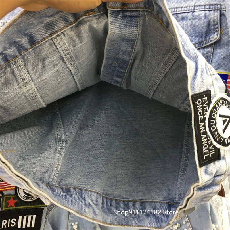 

European Station Denim Jacket Women Spring And Autumn Korean Version Of the Self-Cultivation All-Match Badge Labeling Short Top