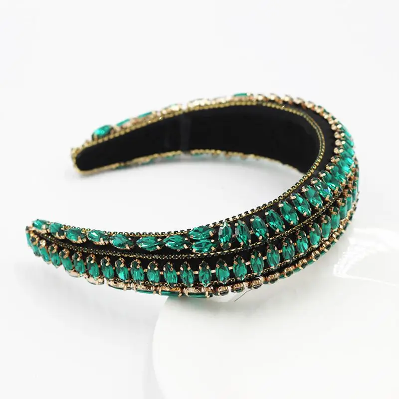 

Baroque Tiaras Wide Headband Luxurious Crystal Rhinestones Hair Hoop Female Girls Headwear Accessories