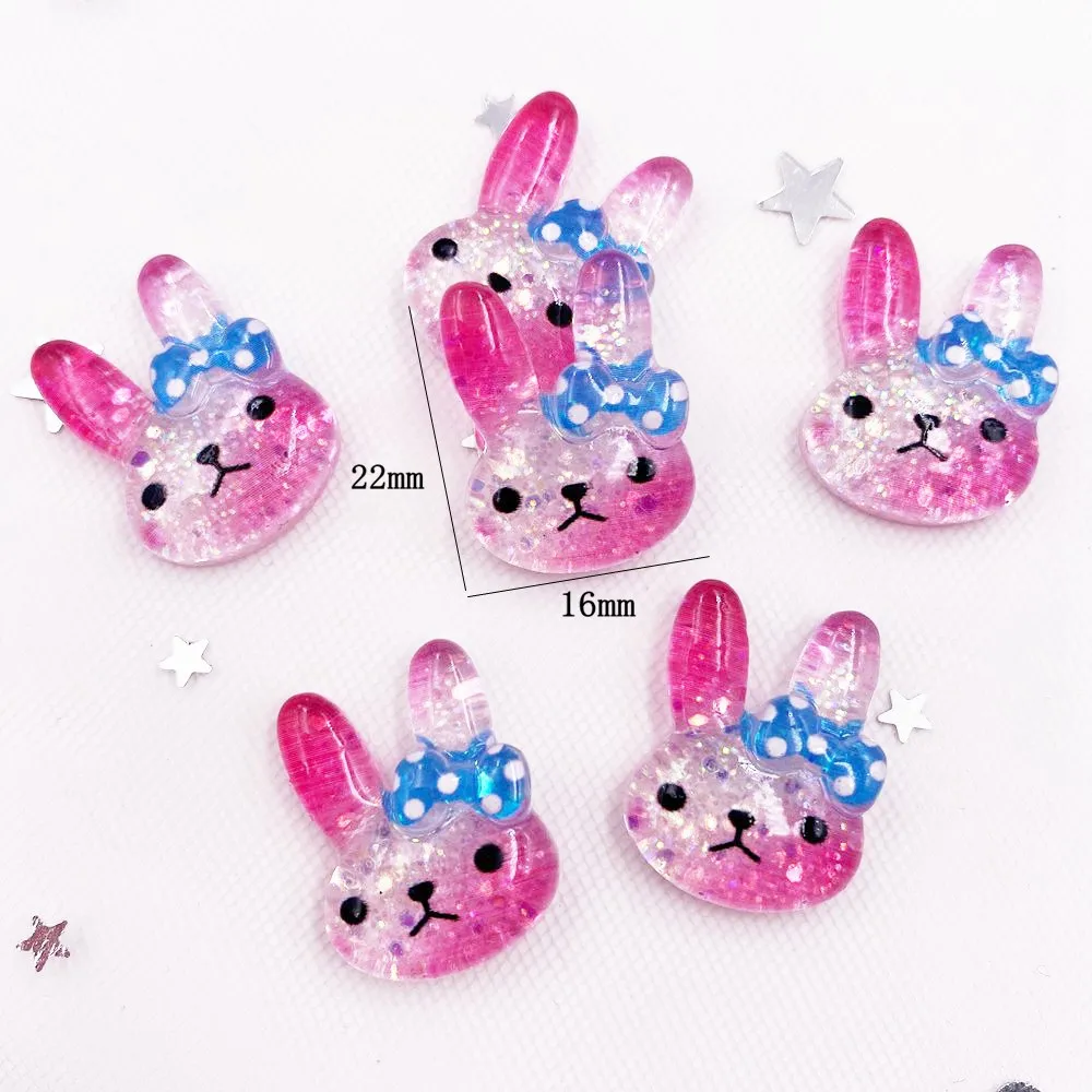 Блестящие смолы Kawaii Красочные Хрустальный кролик кабошоны для скрапбукинга DIY