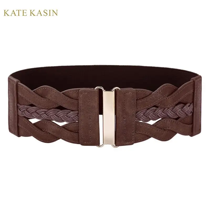 KK Модный женский плетеный пояс с эластичной лентой + из искусственной кожи для