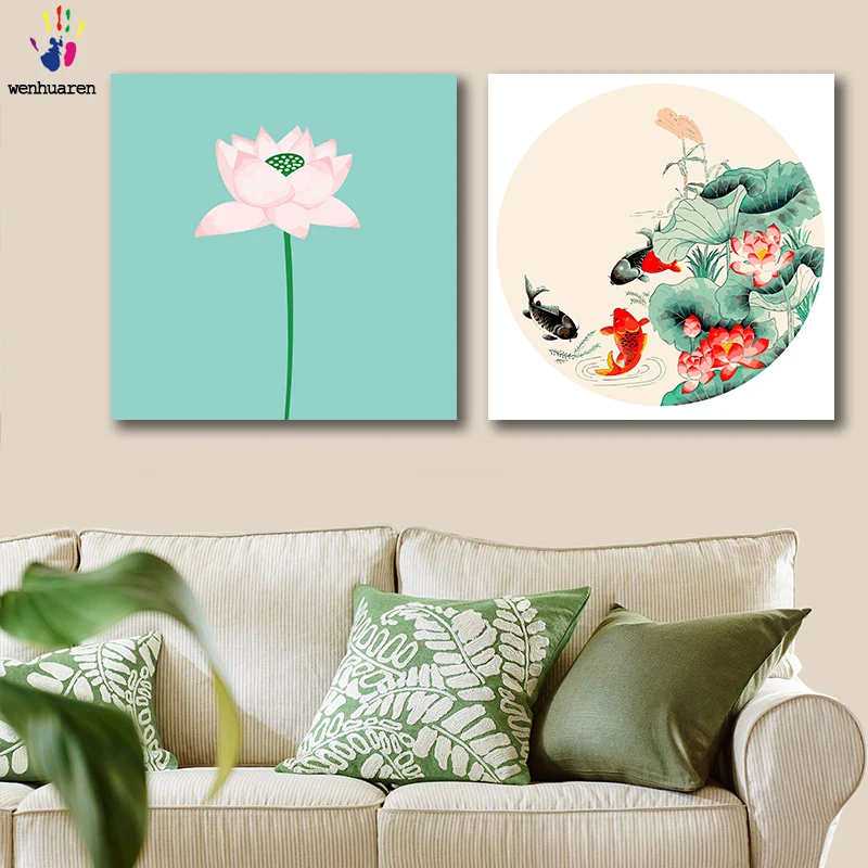 DIY картинки для раскраски по номерам с цветами буддистские лотоса иллюстрация