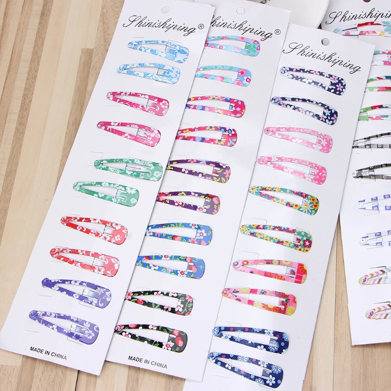 

10Pcs/Pack Print Hair Clips Barrettes Kids Girls Hairpins Colorful Hairgrips