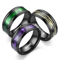 custom engraving gradient purple color shell ring 316l stainless steel for men women gift ring dainty female nice finger jewelry