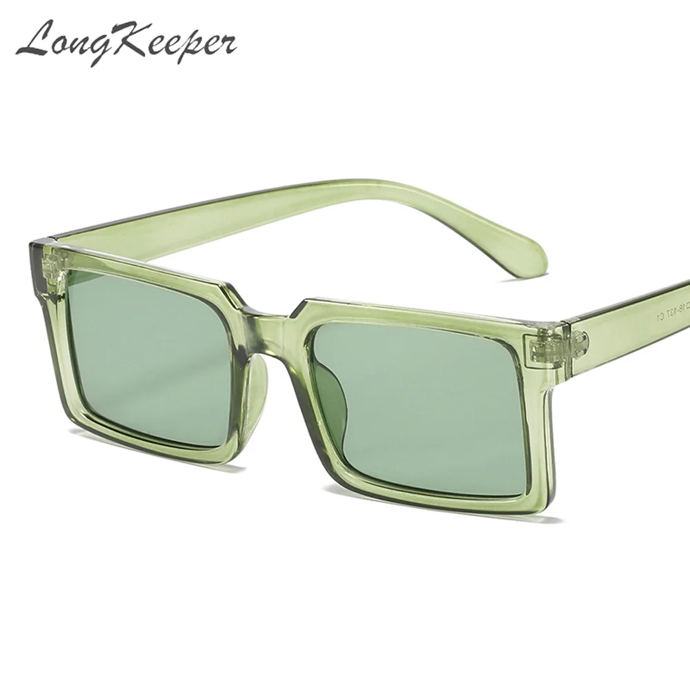 

LongKeeper Trendy 2021 Rectangle Sunglasses Women Green Fluorescent Street Shot Eyewear Men Black Square Cool Sun Glasses