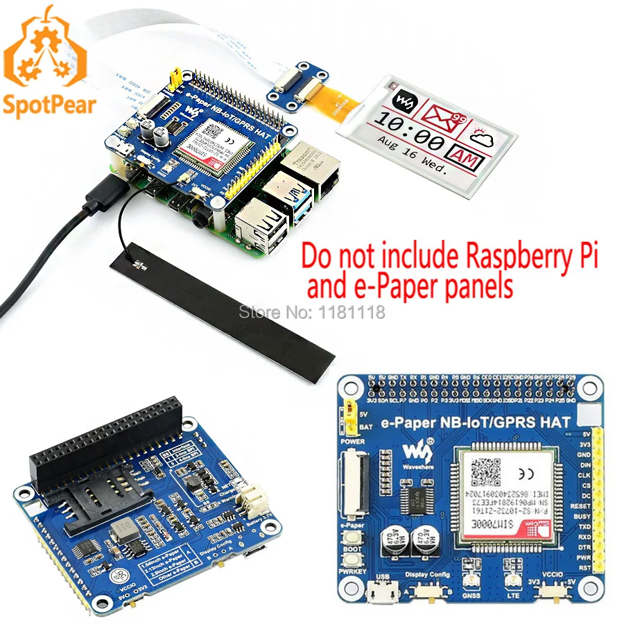 Raspberry Pi e Paper IoT Driver HAT поддерживает NB IoT/eMTC/GPRS|Демонстрационные стенды| |