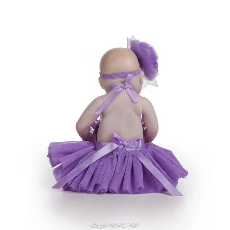

26cm Mini Doll Girls Sleeping in Vinyl Silicone Bodies, Handmade Toys and Purple Dresses, Gifts for Children MY18 21 Dropship