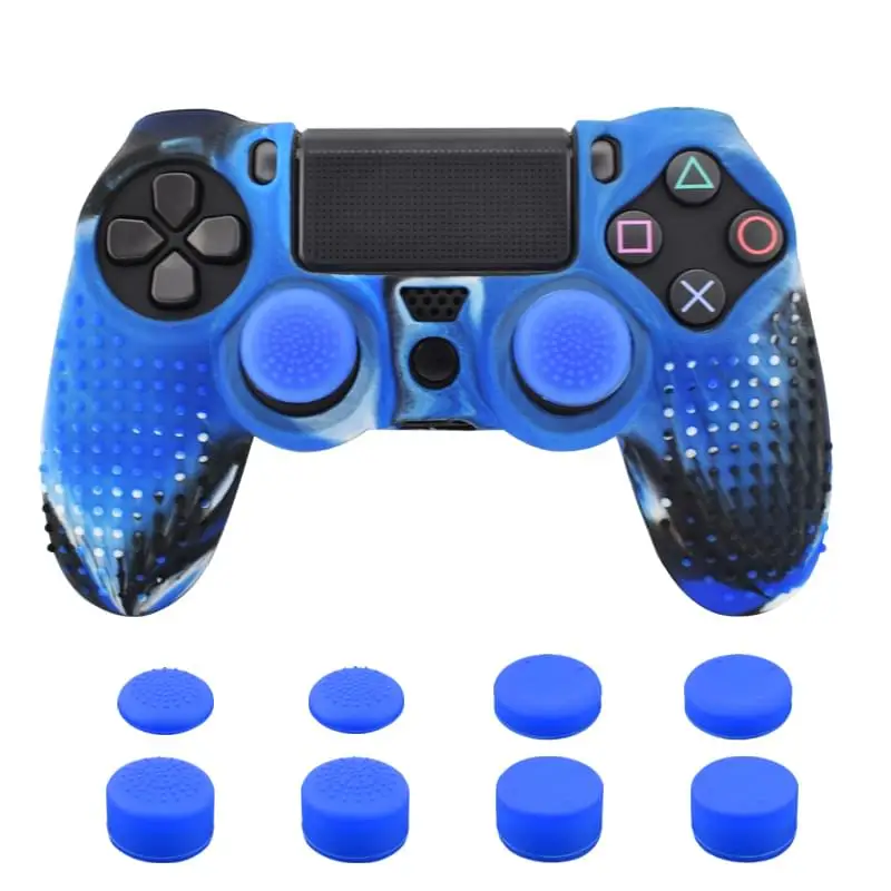 guise blue 11 в 1 Шипованный Противоскользящий силиконовый чехол для PS4 контроллера sony playstation Dualshock 4 Slim Pro& Stick Grip - Цвет: guise blue