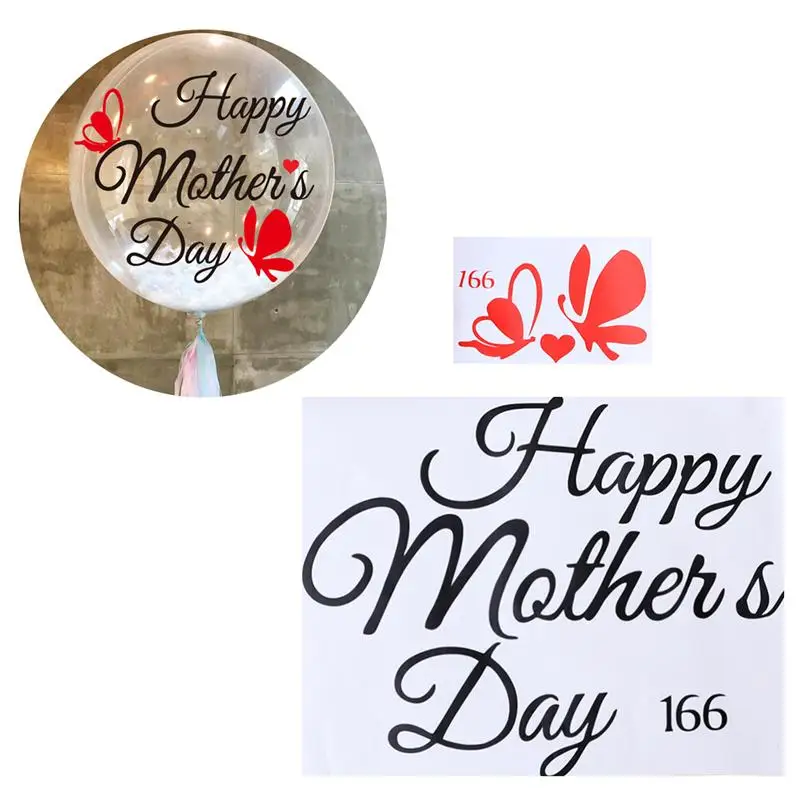 

Happy Mother's Day Stickers Lovely PVC Self-adhesive Balloon Sticker Tags Wave Balloon Decals Party Decorations (166)