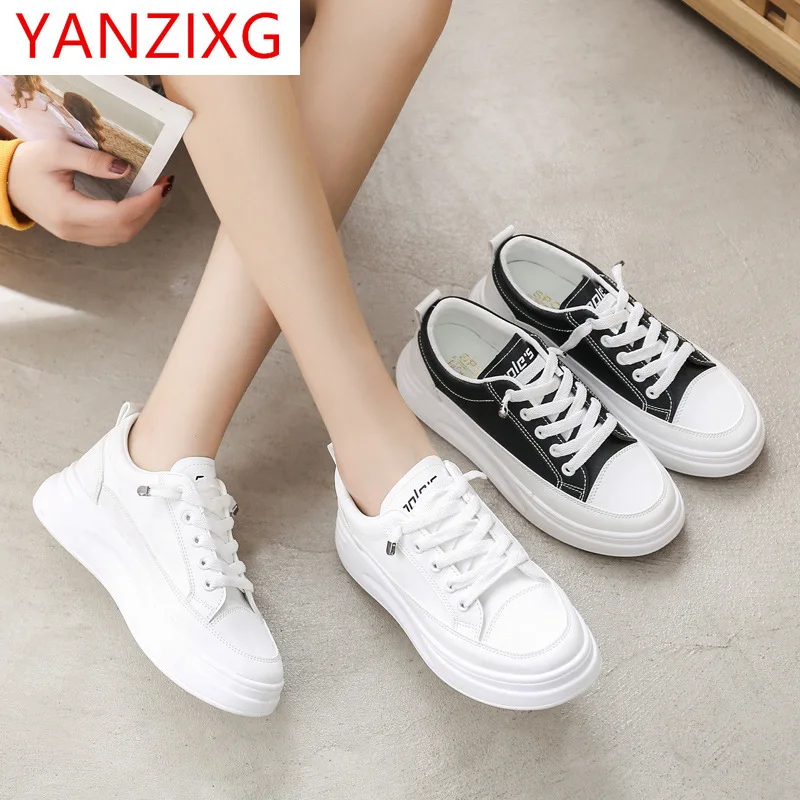 

2021 Spring New Fashion Comfortable Round Toe Women's Vulcanized Shoes Shallow Mouth Elastic Band Ladies Casual Platform Shoes