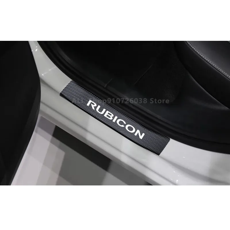 

4 Pcs Car Door Sill Stickers For Jeep Rubicon Anti Scratch Carbon Fiber Car Sticker Auto Accessories