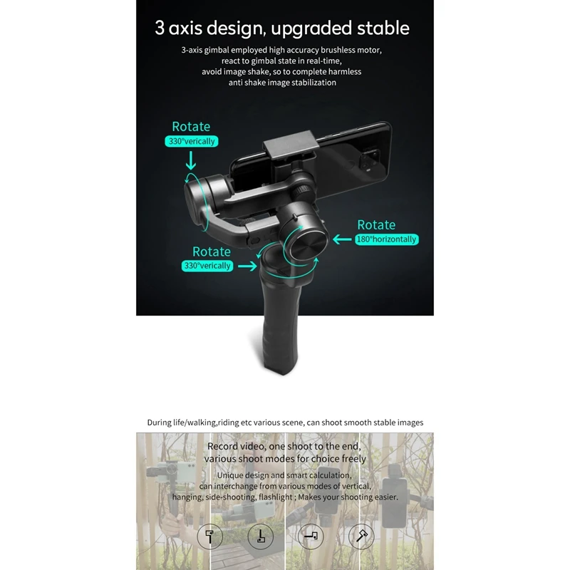 

RK-C34 Handheld Anti-Shake Stabilizer Single-Axis Gimbal Video Live Anti-Shake Tripod Stand