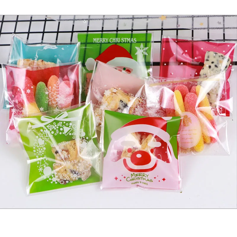 100 шт 10 см Пластиковый пакет для печенья и конфет самоклеющиеся пакеты