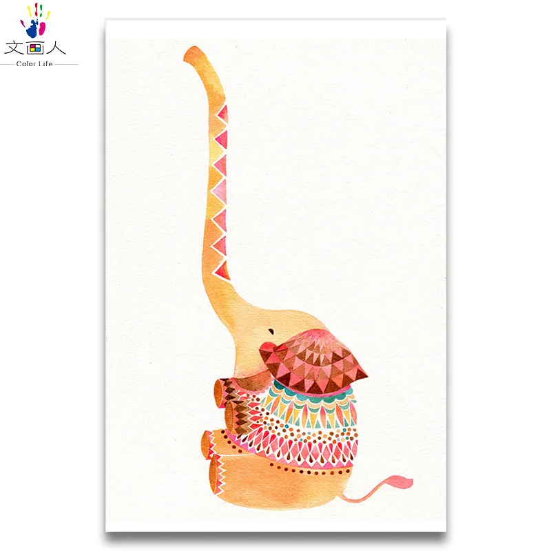 Акварельные животные samll слон цифровая живопись Раскраска по номерам детская