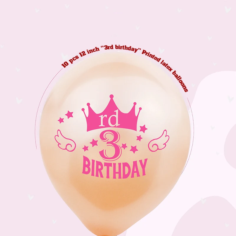 

ZLJQ 3rd Birthday Balloons 3 Years Old Boy Girl Number Balloon Date of Birt Decoration Third Birthday Party Baby Shower Supplies