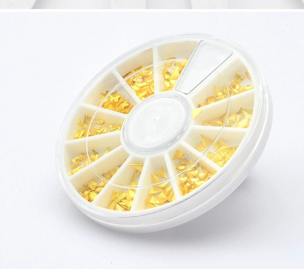 

1 Box Gold Mixed Shape Rivet Studs Rhinestones 3D Nail Decoration Love Design Manicure DIY Nail Art Tips Decoration in Wheel