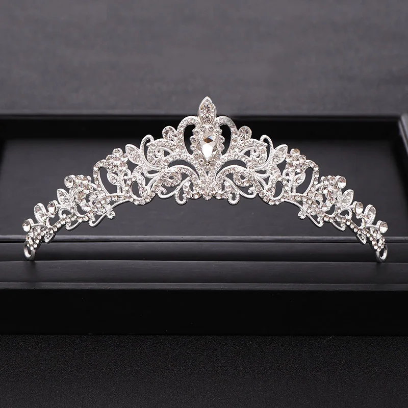 Серебристый Модная свадебная корона, диадема, королева, свадебные аксессуары для волос, серебряные хрустальные короны принцессы, свадебный головной убор для женщин, ювелирные изделия - Окраска металла: Серебристый