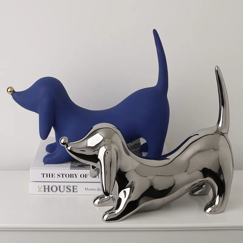 

Nordic Creative Galvanized Doberman Artware Animal Sculpture Home Decoration Accessories Modern Art Resin Statue Room Ornament