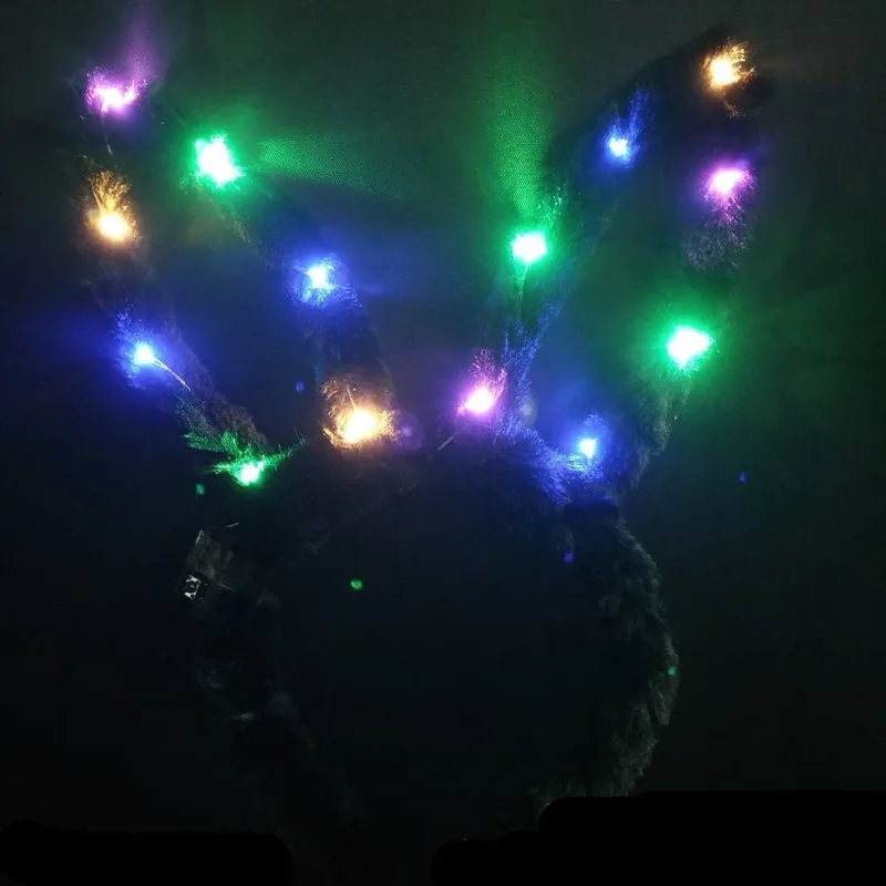 Christmas decoration halloween birthday Glowing plush rabbit ears headband children glowing toys | Дом и сад