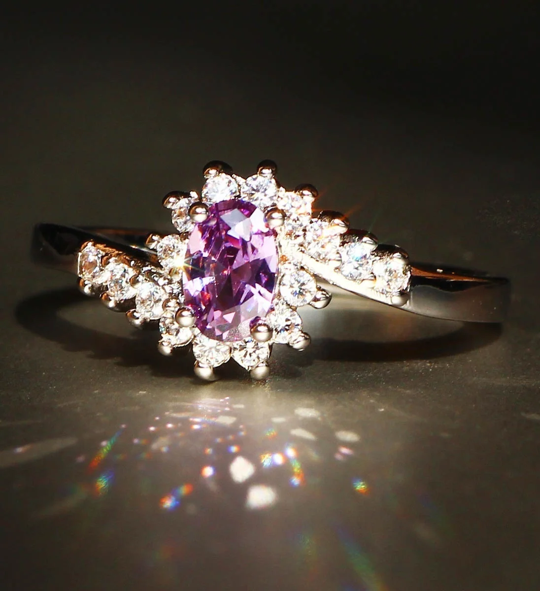 FEECOLOR 1 шт простые и благородные овальные кольца с драгоценными камнями в