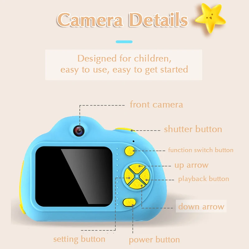 Детские блестящие Камера-игрушки для детей мини цифровой Камера s 2600W Пиксели 2