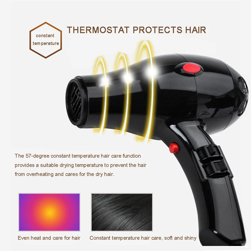 Фен для волос профессиональный с генератором отрицательных ионов переменного