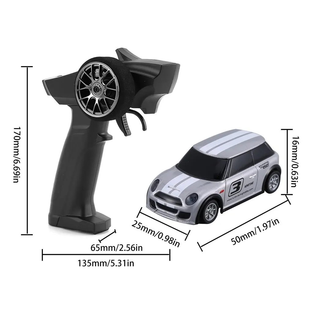 

1:76 Turbo Racing RTR 2.4G 2WD Fully Proportional Control Mini RC Car LED Light Vehicles Model Kids Children Toys