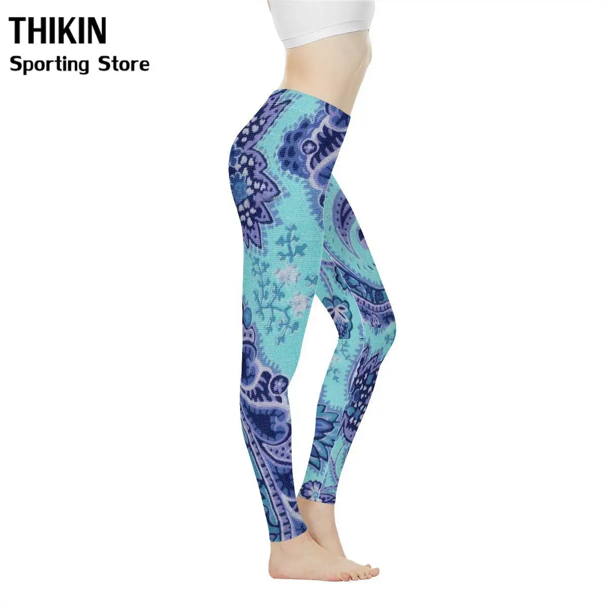 THIKIN сексуальные высокая талия для йоги спортзала бесшовные леггинсы Ретро стиль