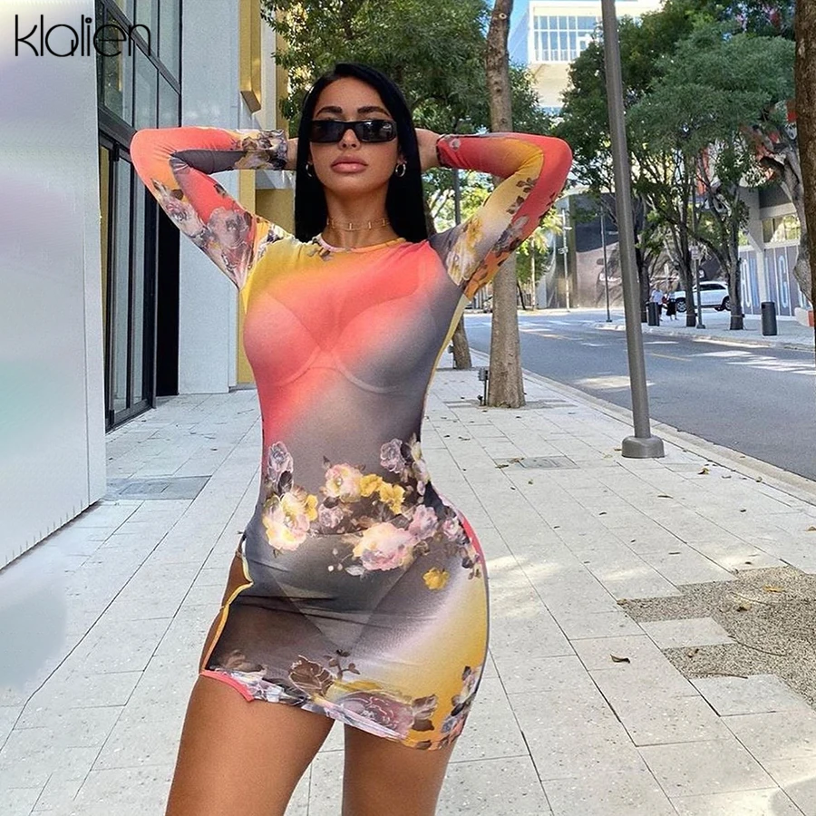 KLALIEN сексуальное модное женское платье в стиле high street готический красочный