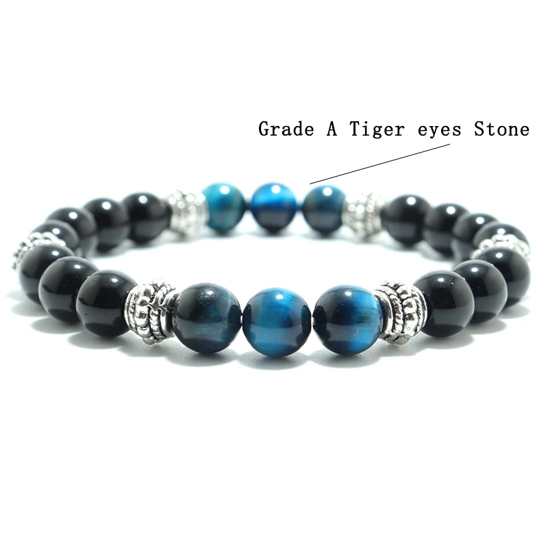Fashion Strand Bracelet Mens Women High Quality Ceramics Beads Braslet Evil Eye Braclet 100% Natural Tiger Eyes Brazalete Gift |