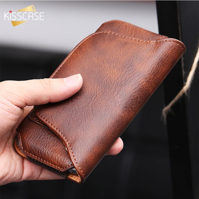 KISSCASE Pouch Leather Belt Phone Case for Samsung Galaxy A50 iPhone XR X 7 11 Redmi note7 8 Cases Card Holder Bag Holster | Мобильные