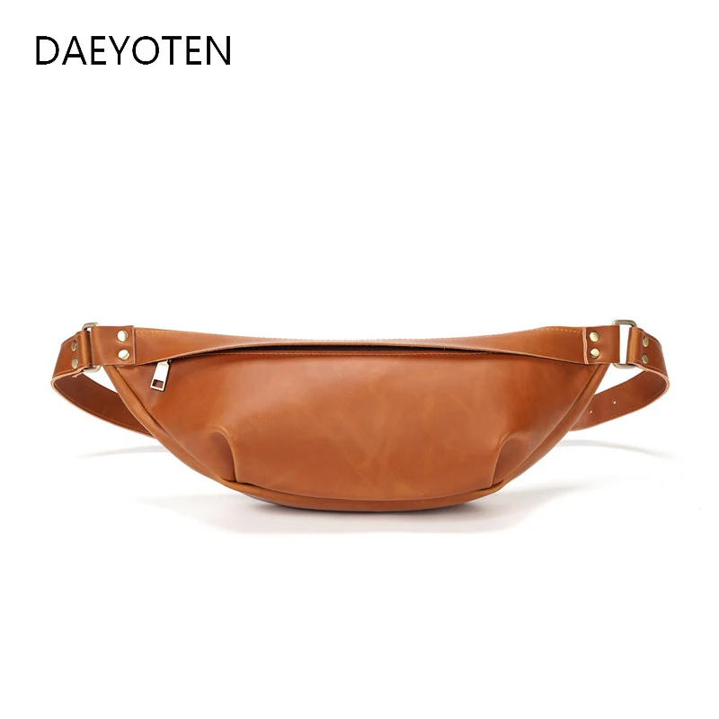 

Повседневная Спортивная Мужская поясная сумка DAEYOTEM, модная мужская нагрудная сумка Crazy Horse с узором, винтажная поясная сумка-бананка ZM0972