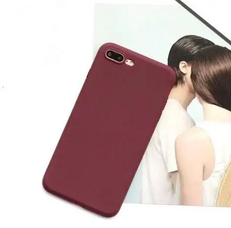 winered Wixcen матовый свежий Оранжевый Мягкий силиконовый чехол для телефона для Iphone 7 7plus 6s 8 Xs Max XR противоударный розовый однотонный конфетный, TPU чехол - Цвет: winered