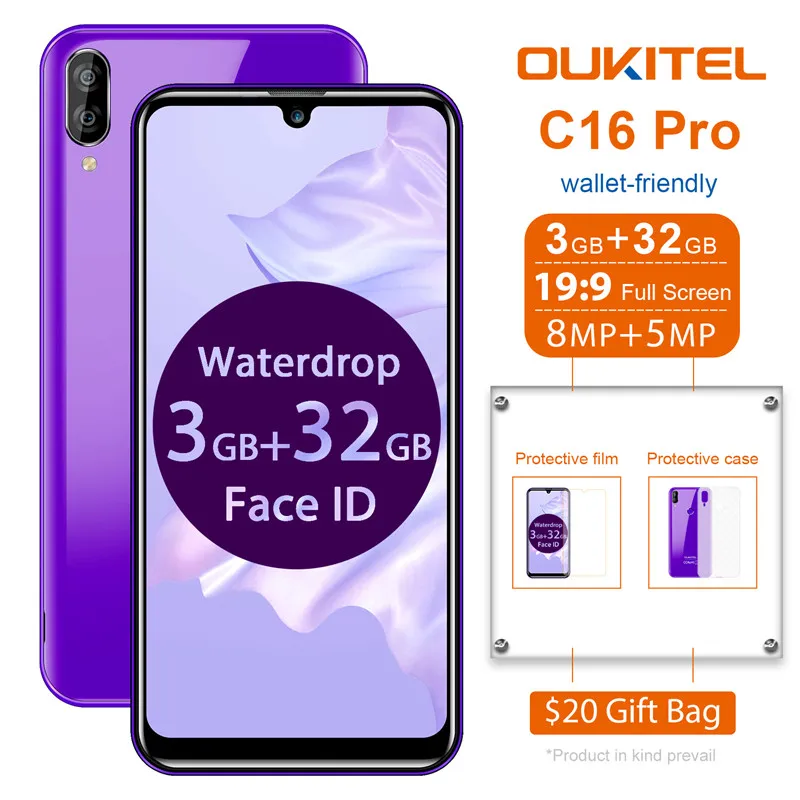 Мобильный телефон OUKITEL C16 Pro 3GB 32GB MTK6761P четырехъядерный экран в виде капли воды 5 71