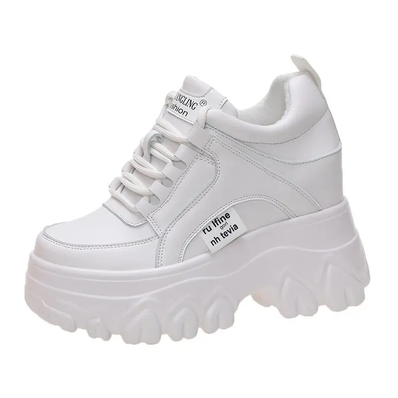 

Women Winter Platform Sneakers Warm Fur Plush Insole Ankle Boots Women Spring Chunky Shoes Lace-up Tennis Shoes Woman Mujer 9CM