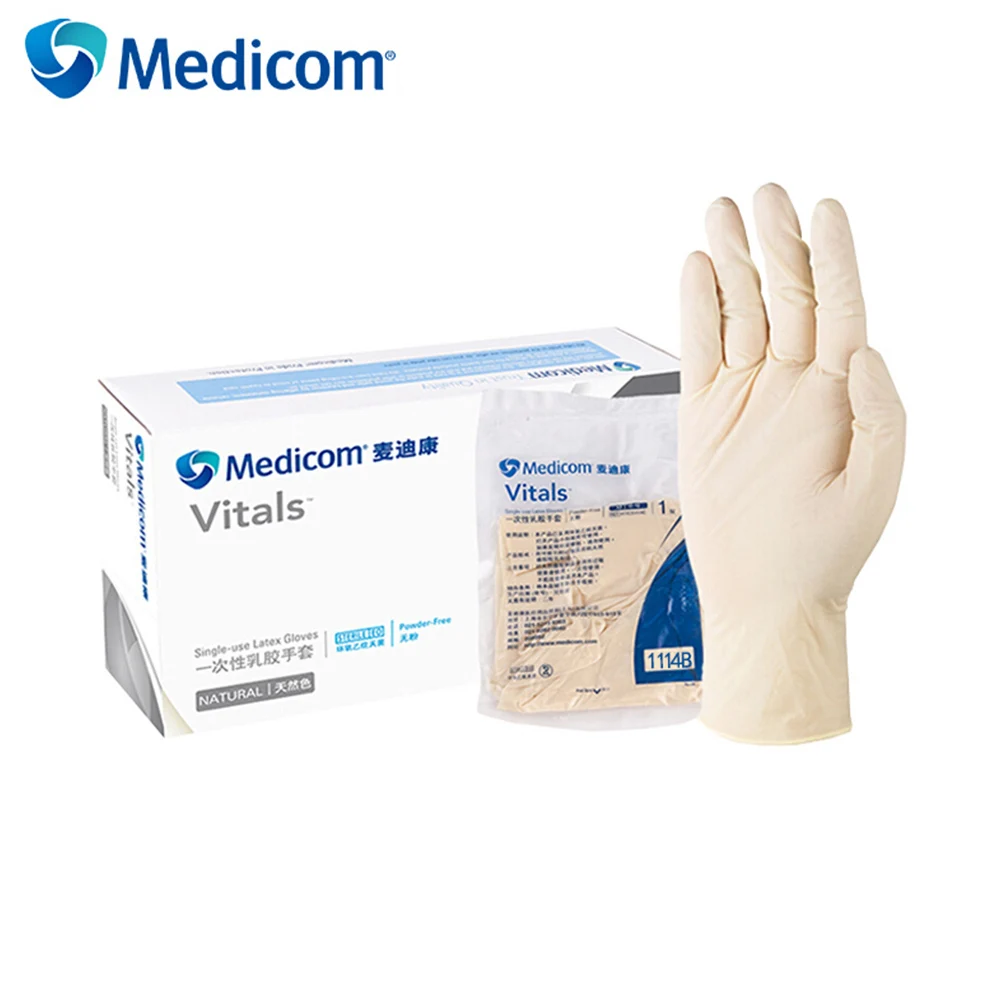 Medicom 35 пар/Box1114B одноразовые латексные перчатки Pockmark поверхностный порошок бесплатно стерилизованный тип исследования промышленные перчатки